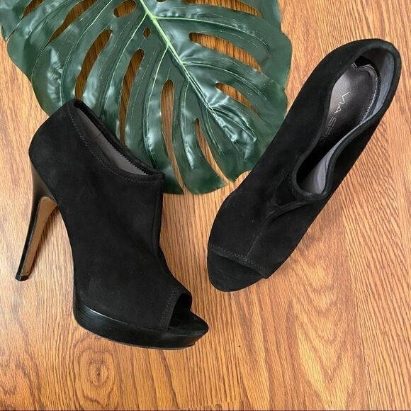 Via Spiga Black Elvis Nappa Heeled Ankle Booties 8 - Picture 3 of 6